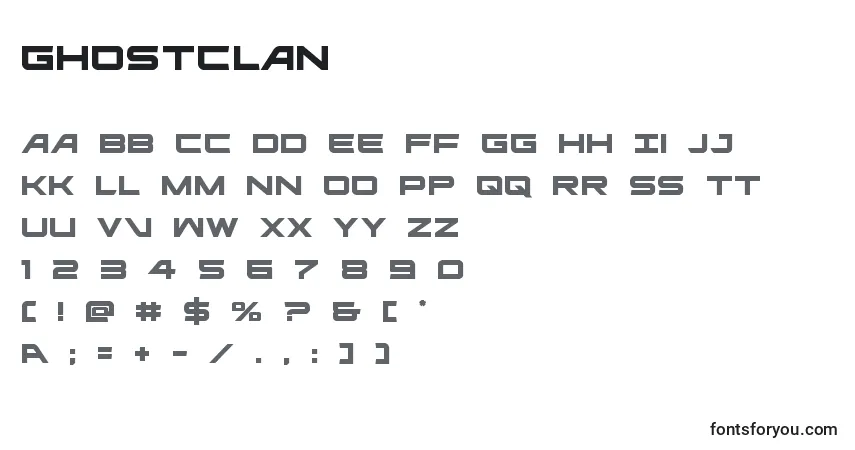 Czcionka Ghostclan (127903) – alfabet, cyfry, specjalne znaki