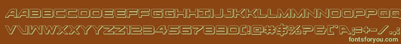 フォントghostclan3d – 緑色の文字が茶色の背景にあります。