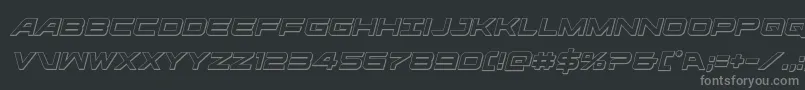 ghostclan3dital-fontti – harmaat kirjasimet mustalla taustalla