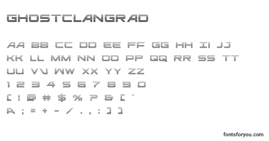 A fonte Ghostclangrad (127917) – alfabeto, números, caracteres especiais