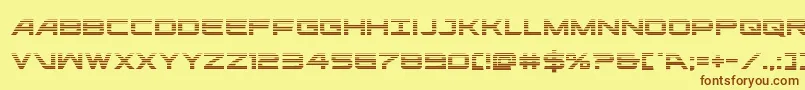 フォントghostclangrad – 茶色の文字が黄色の背景にあります。