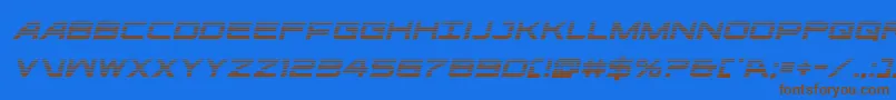 フォントghostclangradital – 茶色の文字が青い背景にあります。