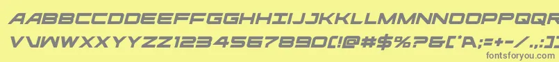 ghostclanital-fontti – harmaat kirjasimet keltaisella taustalla