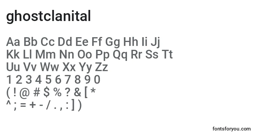 Schriftart Ghostclanital (127921) – Alphabet, Zahlen, spezielle Symbole