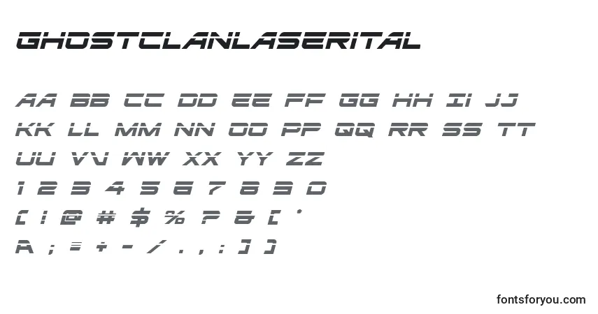 Schriftart Ghostclanlaserital (127925) – Alphabet, Zahlen, spezielle Symbole