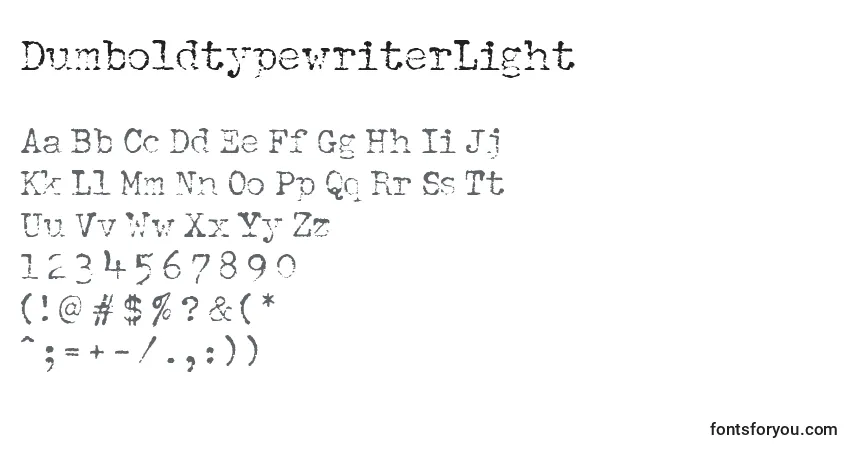 Шрифт DumboldtypewriterLight – алфавит, цифры, специальные символы