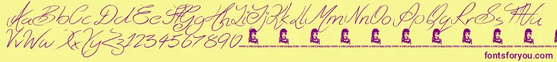 Ghosting Font – Purple Fonts on Yellow Background