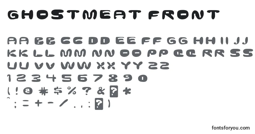 Schriftart Ghostmeat front – Alphabet, Zahlen, spezielle Symbole