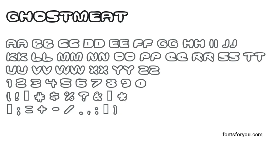 Schriftart Ghostmeat (127935) – Alphabet, Zahlen, spezielle Symbole