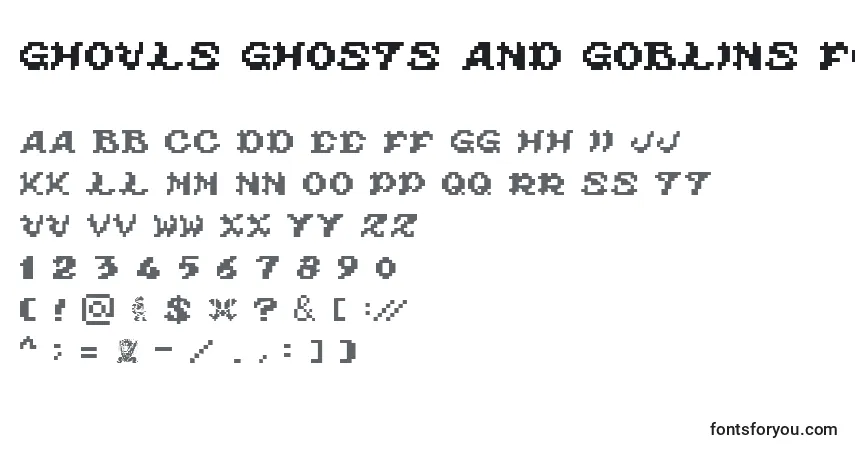 Шрифт Ghouls ghosts and goblins fontvir us – алфавит, цифры, специальные символы