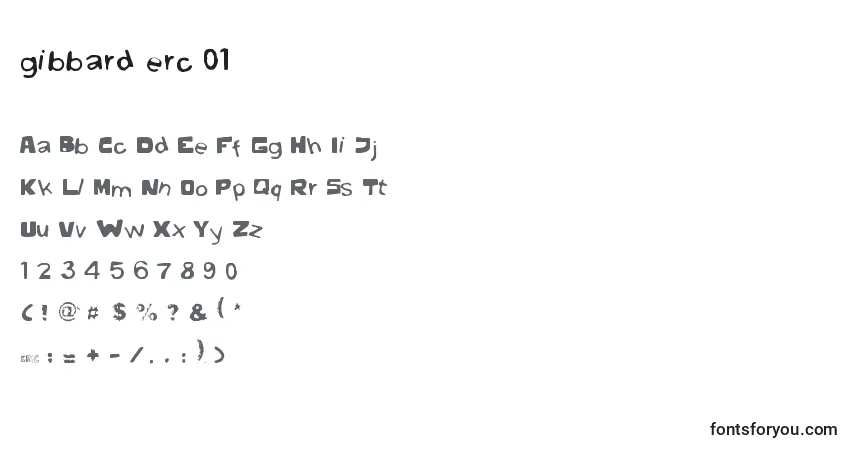 Czcionka Gibbard erc 01 – alfabet, cyfry, specjalne znaki