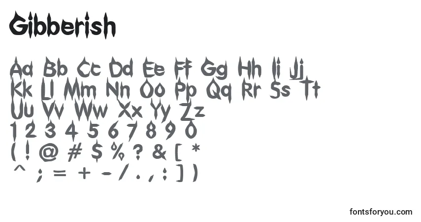 Gibberish (127944)-fontti – aakkoset, numerot, erikoismerkit