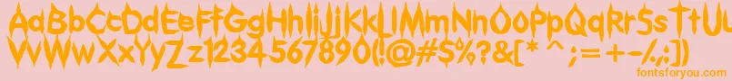 Gibberishフォントについての詳細 フォントGibberish – オレンジの文字がピンクの背景にあります。