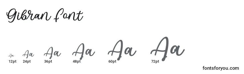 Размеры шрифта Gibran Font