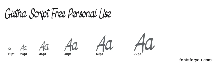 Размеры шрифта Gietha Script Free Personal Use
