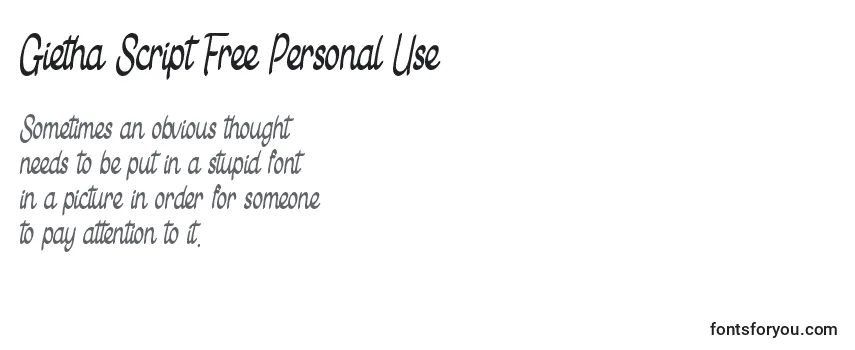 Przegląd czcionki Gietha Script Free Personal Use