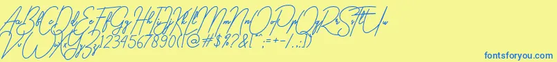 gilberta Font – Blue Fonts on Yellow Background