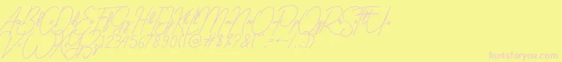 gilberta-Schriftart – Rosa Schriften auf gelbem Hintergrund