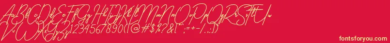 gilberta Font – Yellow Fonts on Red Background