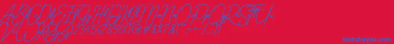 フォントgilberta – 赤い背景に青い文字