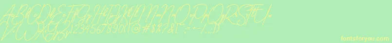 gilberta-Schriftart – Gelbe Schriften auf grünem Hintergrund