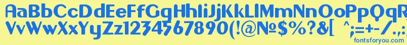 フォントGILGON   – 青い文字が黄色の背景にあります。