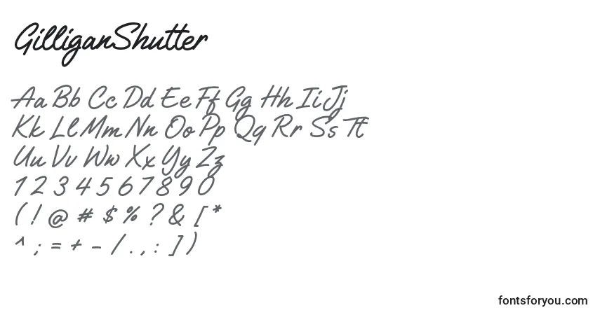 Schriftart GilliganShutter – Alphabet, Zahlen, spezielle Symbole