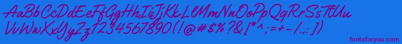 GilliganShutter-Schriftart – Violette Schriften auf blauem Hintergrund