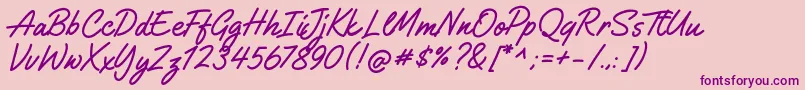 GilliganShutter-Schriftart – Violette Schriften auf rosa Hintergrund