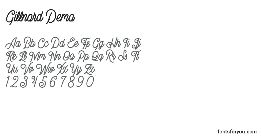 Schriftart Gillnord Demo – Alphabet, Zahlen, spezielle Symbole