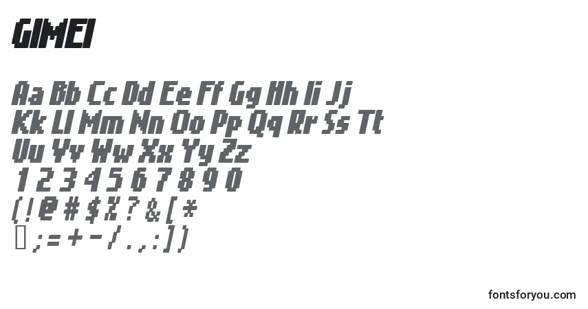 Czcionka GIMEI    (127956) – alfabet, cyfry, specjalne znaki
