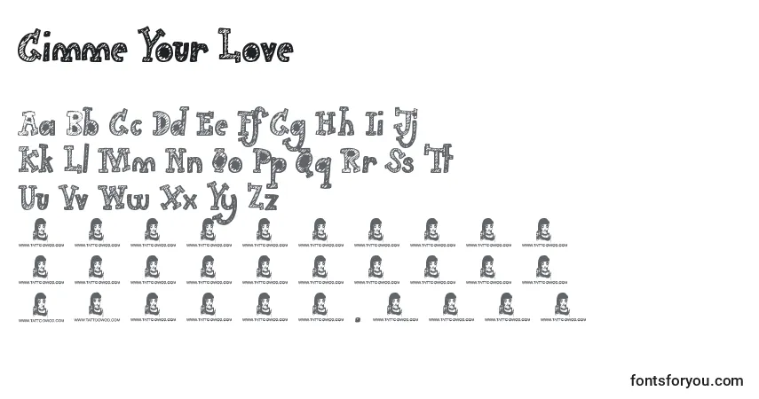 Schriftart Gimme Your Love – Alphabet, Zahlen, spezielle Symbole