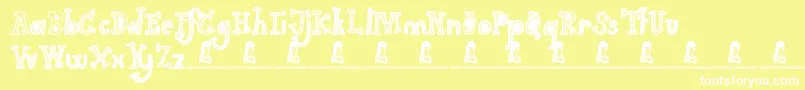 Gimme Your Love-Schriftart – Weiße Schriften auf gelbem Hintergrund