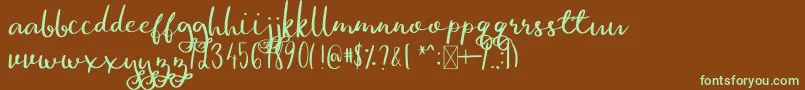 GinaAnn-fontti – vihreät fontit ruskealla taustalla