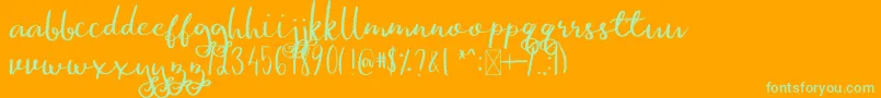 GinaAnn Font – Green Fonts on Orange Background