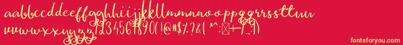 GinaAnn Font – Yellow Fonts on Red Background