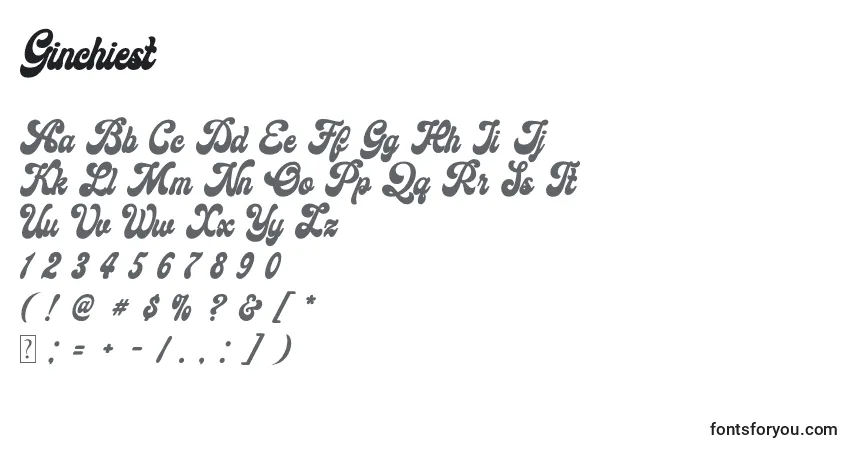 Czcionka Ginchiest – alfabet, cyfry, specjalne znaki