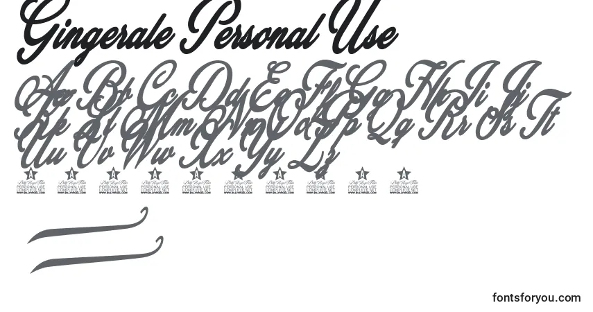 Czcionka Gingerale Personal Use – alfabet, cyfry, specjalne znaki