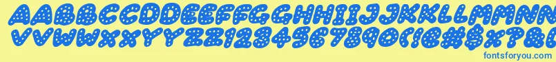 Gingerbread Italic Font – Blue Fonts on Yellow Background