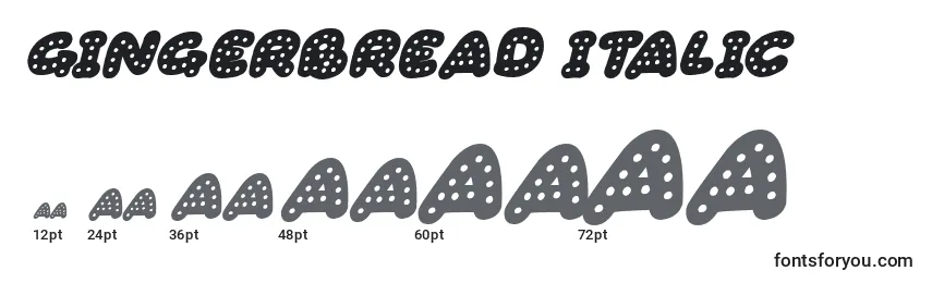 Размеры шрифта Gingerbread Italic