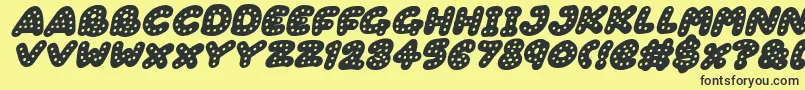 Fonte Gingerbread Italic – fontes pretas em um fundo amarelo
