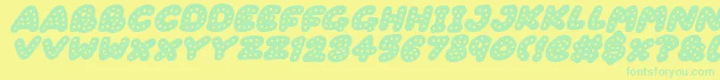 フォントGingerbread Italic – 黄色い背景に緑の文字