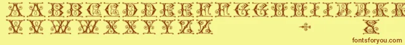 フォントGingerbread – 茶色の文字が黄色の背景にあります。