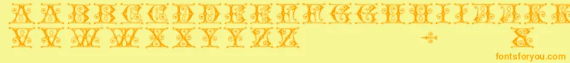 フォントGingerbread – オレンジの文字が黄色の背景にあります。