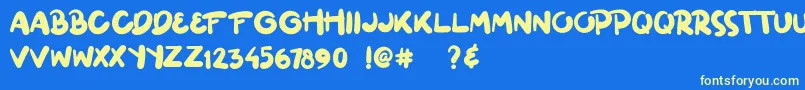 ginuks Font – Yellow Fonts on Blue Background