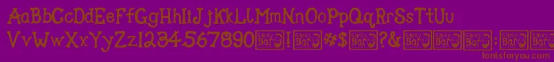 Gipsy Bar-Schriftart – Braune Schriften auf violettem Hintergrund