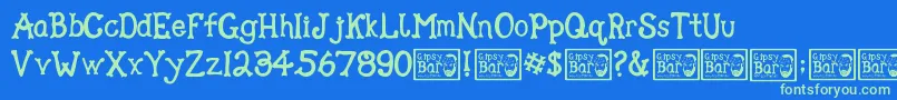 Gipsy Bar-Schriftart – Grüne Schriften auf blauem Hintergrund