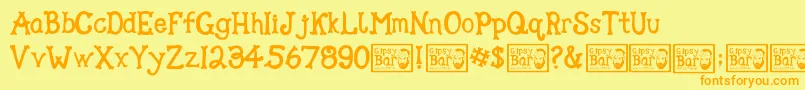 Gipsy Bar-Schriftart – Orangefarbene Schriften auf gelbem Hintergrund