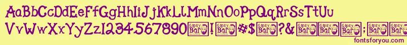 Gipsy Bar Font – Purple Fonts on Yellow Background