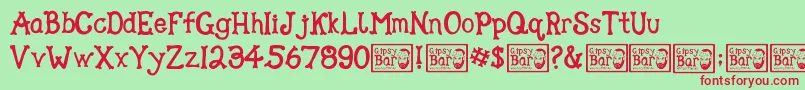 Gipsy Bar Font – Red Fonts on Green Background
